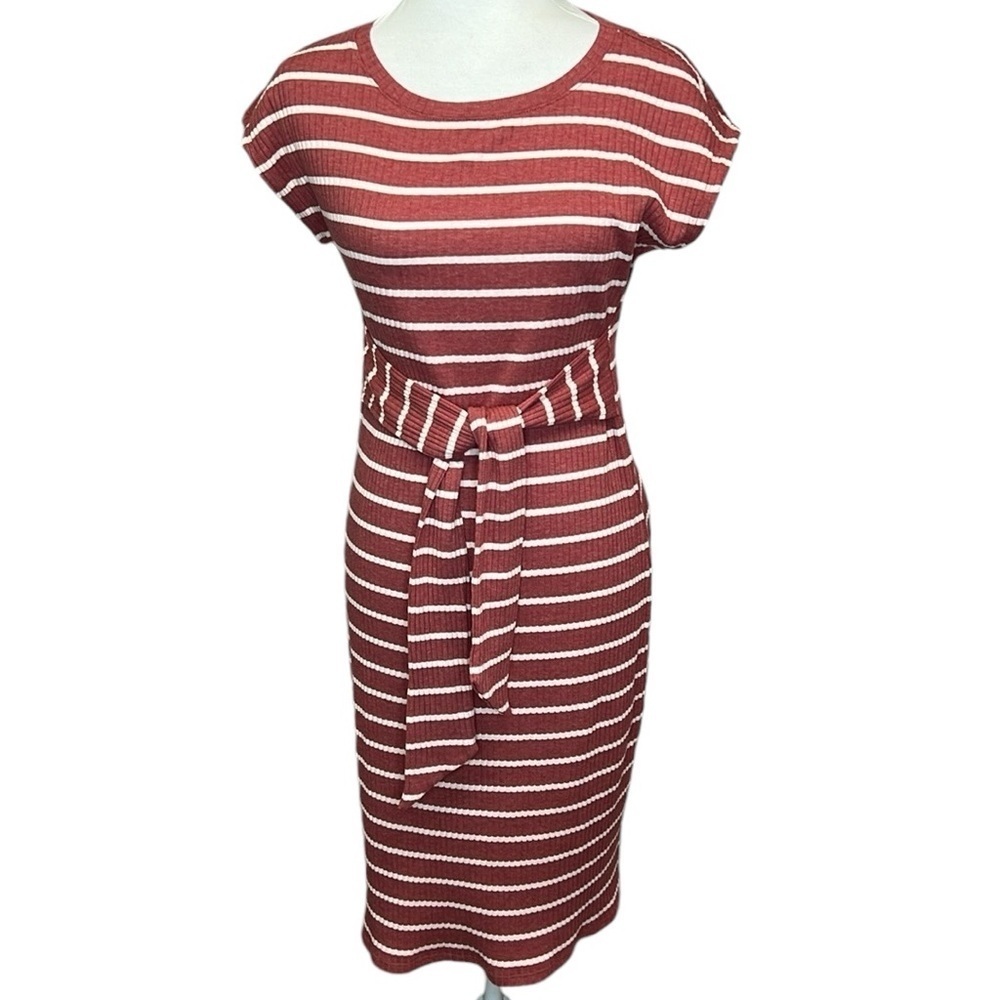 Loft Ribbed Striped Knit Dress - Picture 2 of 7
